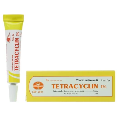 Thuốc mỡ tra mắt Tetracyclin Quapharco 1% trị nhiễm khuẩn mắt tuýp 5g