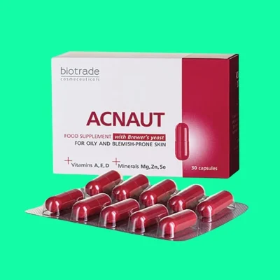 Thực phẩm bảo vệ sức khỏe ACNAUT Food Supplement with Brewer's Yeast (Hộp 30 viên) – Hỗ trợ giảm mụn, kiểm soát dầu nhờn và nuôi dưỡng làn da khỏe mạnh