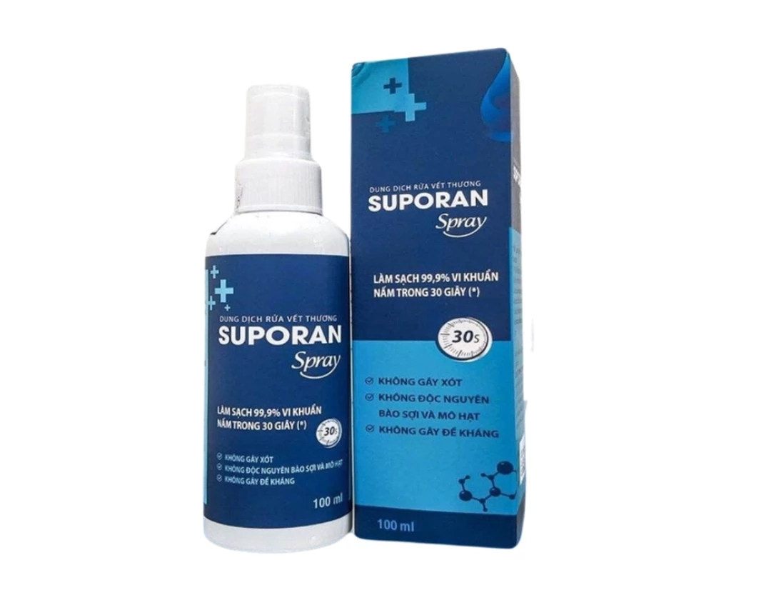 Dung dịch điện hóa SUPORAN Spray 100ml – Hỗ trợ làm sạch vết thương, loại bỏ vi khuẩn và nấm