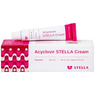 Kem bôi da Acyclovir STELLA Cream điều trị nhiễm virus Herpes simplex ở da (Hộp 1 tuýp 5g)