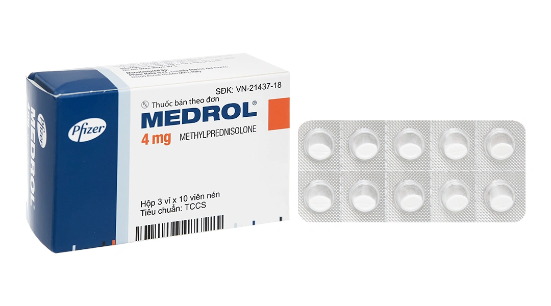 Thuốc Medrol 4mg Pfizer (3 vỉ x 10 viên)